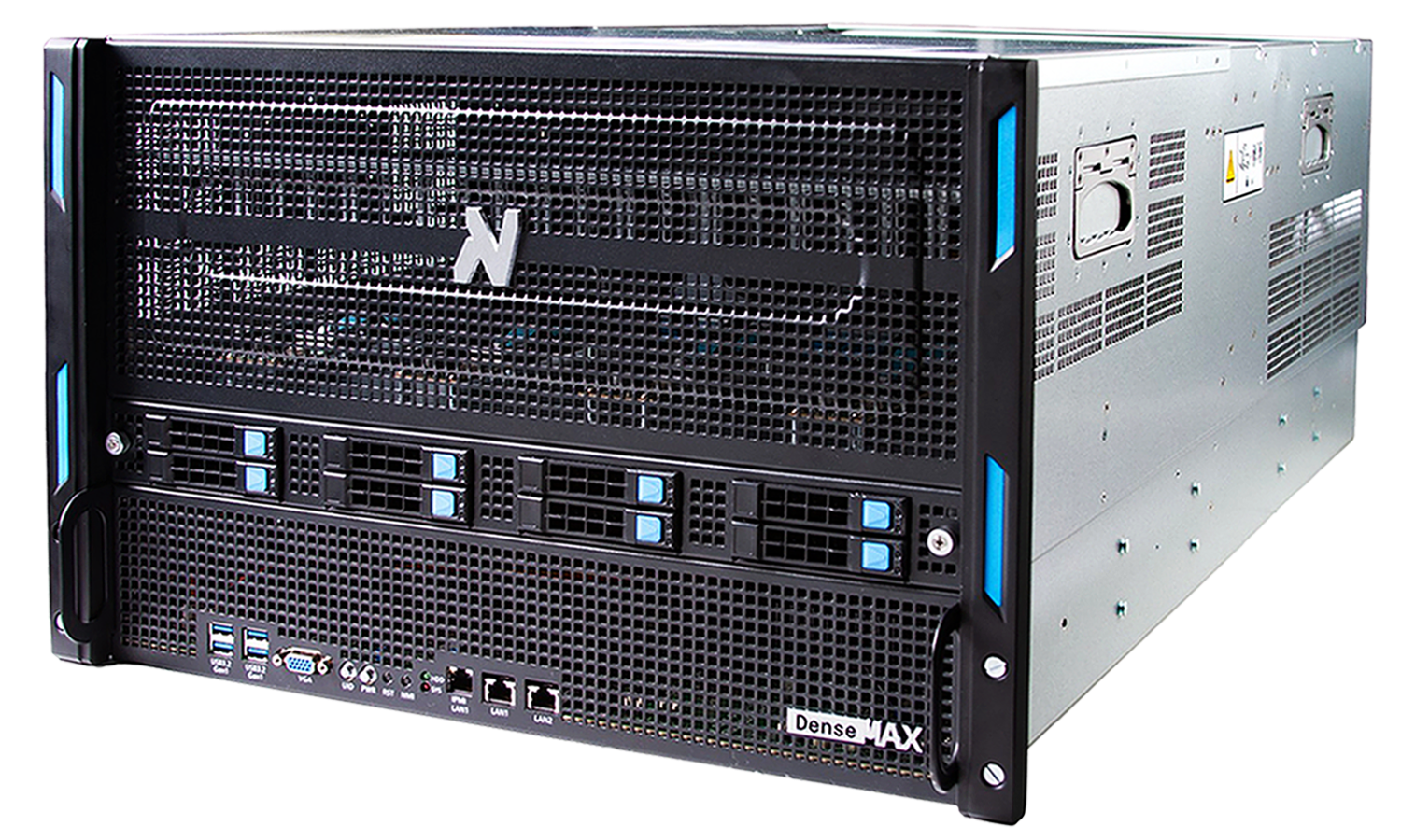 The DenseMAX appliance: a rack-mount chassis, front three-quarter view.